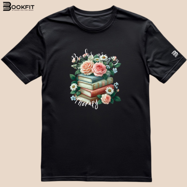 Tricou floral - Books are my therapy